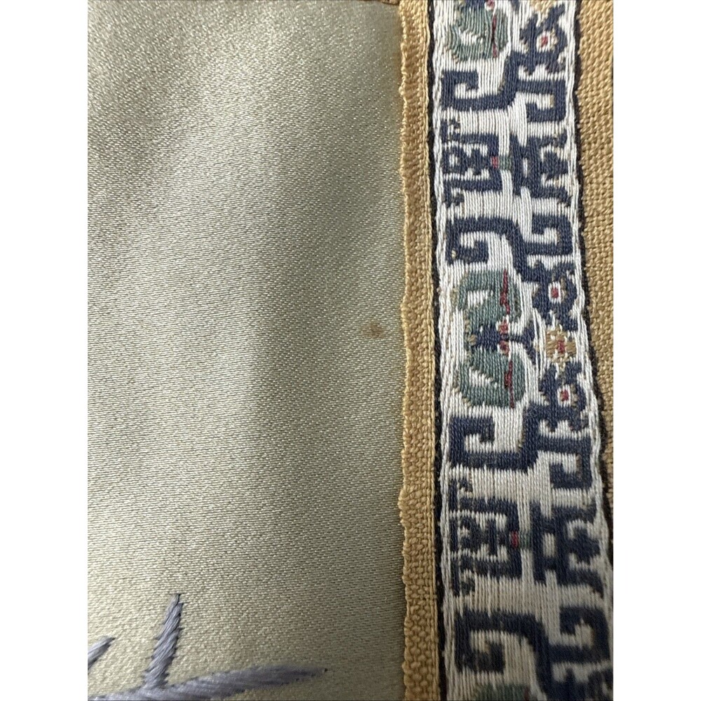 Vintage Asian Silk Hand Embroidered Tapestry Floral Bird Design 13”x26” - Picture 16 of 16